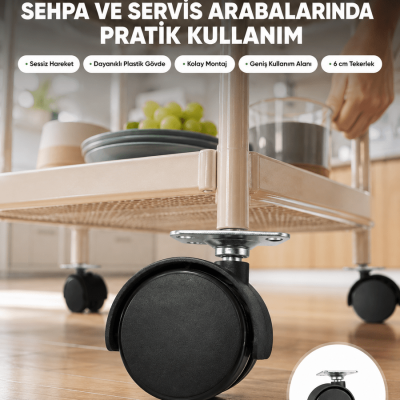 Mobilya Tekerleği 6 cm Kilitsiz Tekli Satış