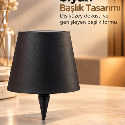 Modern Masa Lambası Şişe Üstü Siyah Abajur Başlığı
