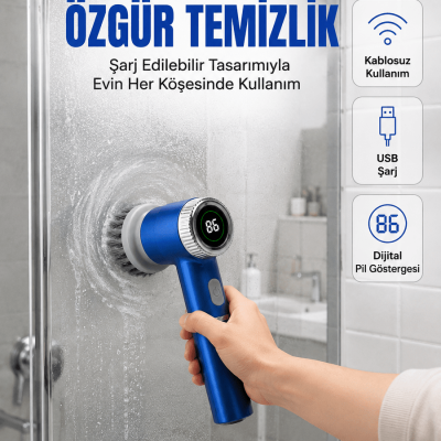 Mutfak, Banyo ve Fayanslar İçin Çok Amaçlı Elektrikli Temizlik Fırçası