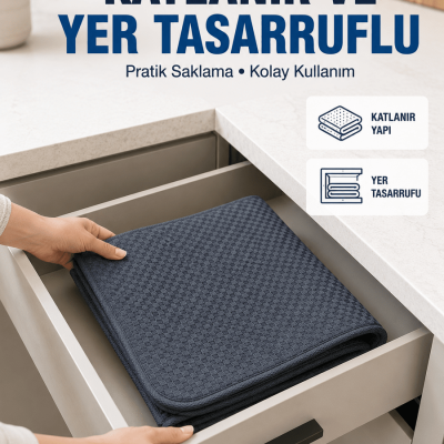 Mutfak İçin Su Emici Kurutma Matı Bardak, Tabak ve Kase Kurutma Matı