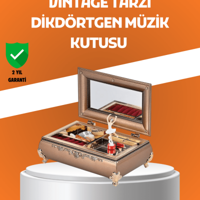 Müzikli Balerin Figürlü Takı Kutusu Piyano Desenli Dekoratif