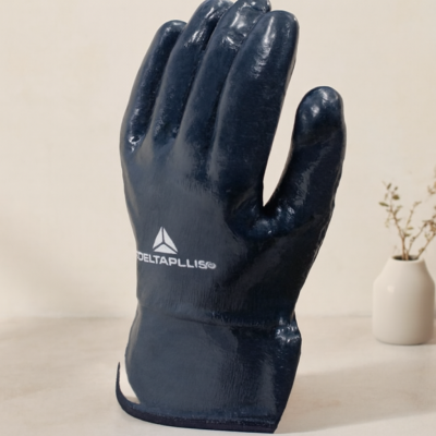 Nitril Kaplı Mekanik Risk İş Eldiveni - Pamuk Astarlı, Lacivert (XL)