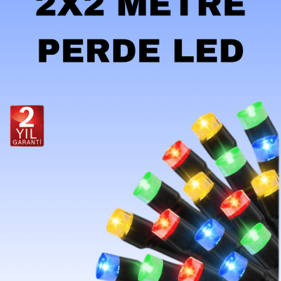 Noel ve Parti Dekorasyonu İçin 2x2 LED Perde Işık – 8 Fonksiyonlu