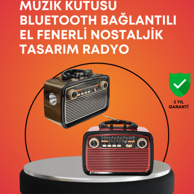 Nostaljik Radyo Görünümlü Bluetooth Hoparlör – FM/AM Yayın, Kablosuz Bağlantı, Şarj Edilebilir