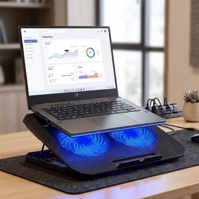 Notebook Soğutucu Fanlı Stand USB Portlu 8 Kademe Laptop Sehpası