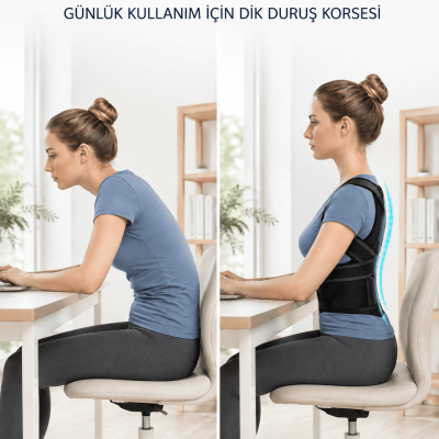 Omuz Sırt Bel Destek Korsesi Fileli Dik Duruş ve Postür Destekleyici Korse