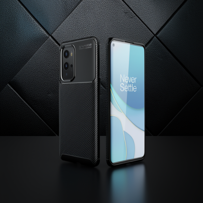 One Plus 9 Pro Kılıf Auto Focus Karbon Kapak - Siyah