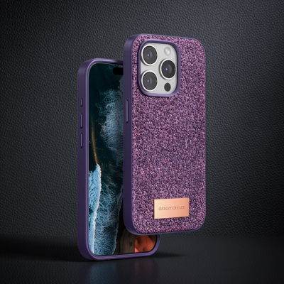 Onegif Apple İphone 14 Pro Bright Simli Kapak - Derin Mor