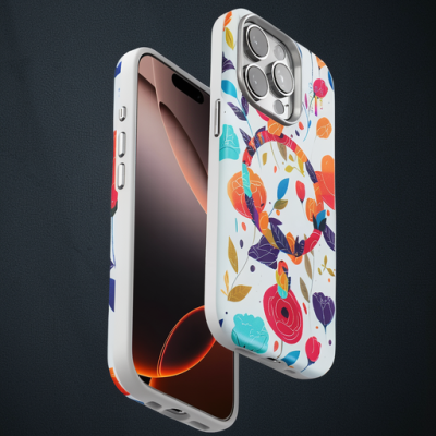 Onegif Apple İphone 14 Pro Flower Series Magsafe Kapak - Beyaz