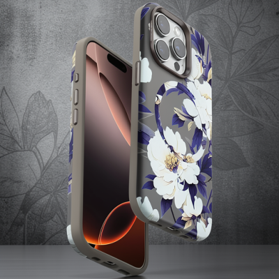 Onegif Apple İphone 14 Pro Flower Series Magsafe Kapak - Gri