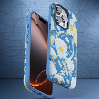 Onegif Apple İphone 14 Pro Flower Series Magsafe Kapak - Mavi