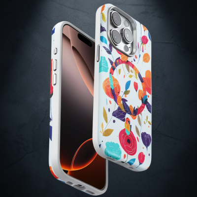Onegif Apple İphone 14 Pro Max Flower Series Magsafe Kapak - Beyaz