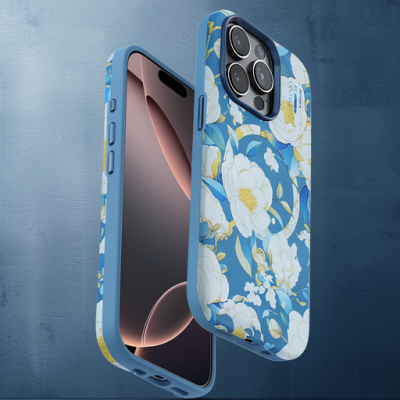 Onegif Apple İphone 14 Pro Max Flower Series Magsafe Kapak - Mavi