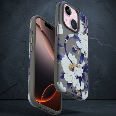Onegif Apple İphone 15 Plus Flower Series Magsafe Kapak - Gri