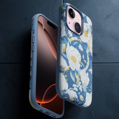 Onegif Apple İphone 15 Plus Flower Series Magsafe Kapak - Mavi