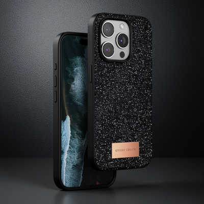 Onegif Apple İphone 15 Pro Bright Simli Kapak - Siyah