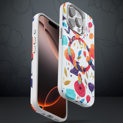 Onegif Apple İphone 15 Pro Flower Series Magsafe Kapak - Beyaz