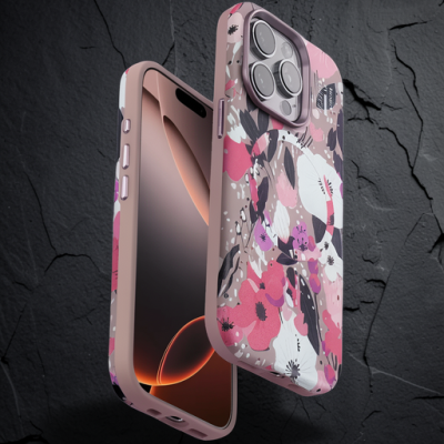 Onegif Apple İphone 15 Pro Flower Series Magsafe Kapak - Pembe
