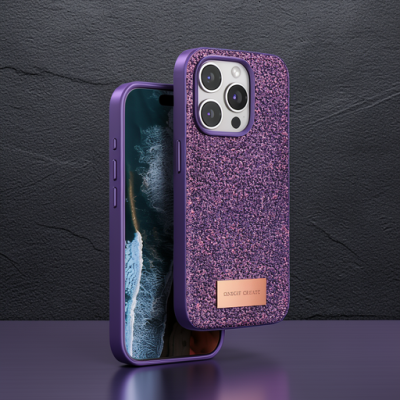 Onegif Apple İphone 15 Pro Max Bright Simli Kapak - Derin Mor
