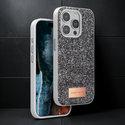 Onegif Apple İphone 15 Pro Max Bright Simli Kapak - Gümüş