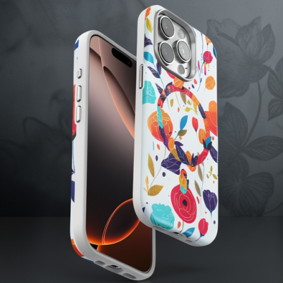Onegif Apple İphone 15 Pro Max Flower Series Magsafe Kapak - Beyaz