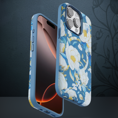 Onegif Apple İphone 15 Pro Max Flower Series Magsafe Kapak - Mavi