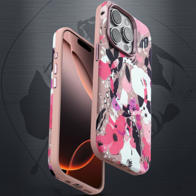 Onegif Apple İphone 15 Pro Max Flower Series Magsafe Kapak - Pembe