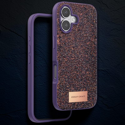 Onegif Apple İphone 16 Bright Simli Kapak - Derin Mor