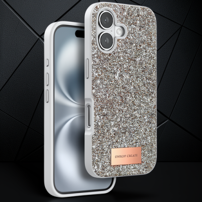 Onegif Apple İphone 16 Bright Simli Kapak - Gold