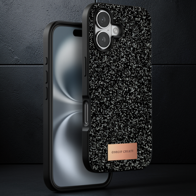 Onegif Apple İphone 16 Bright Simli Kapak - Siyah