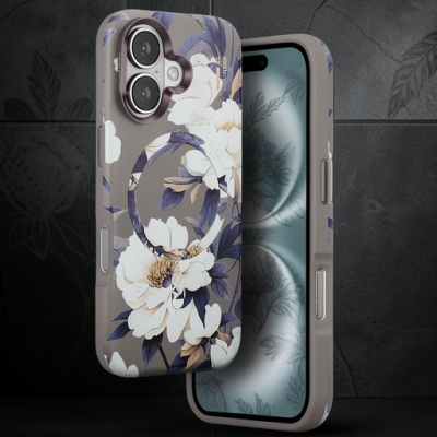 Onegif Apple İphone 16 Flower Series Magsafe Kapak - Gri