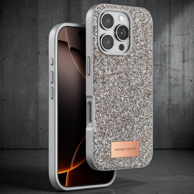 Onegif Apple İphone 16 Pro Bright Simli Kapak - Çöl Titanyum