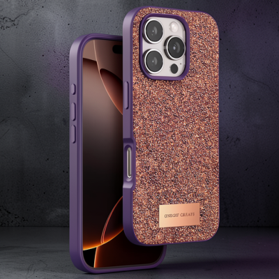 Onegif Apple İphone 16 Pro Bright Simli Kapak - Derin Mor