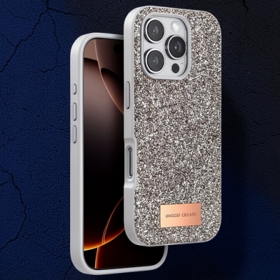Onegif Apple İphone 16 Pro Bright Simli Kapak - Gold