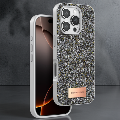 Onegif Apple İphone 16 Pro Bright Simli Kapak - Gümüş