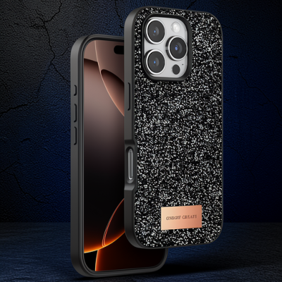 Onegif Apple İphone 16 Pro Bright Simli Kapak - Siyah