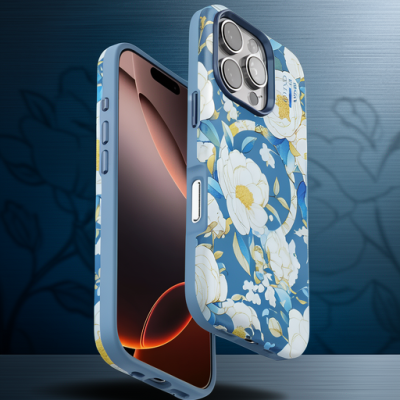 Onegif Apple İphone 16 Pro Flower Series Magsafe Kapak - Mavi