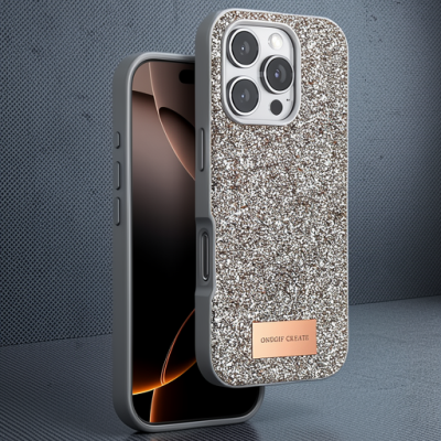 Onegif Apple İphone 16 Pro Max Bright Simli Kapak - Çöl Titanyum