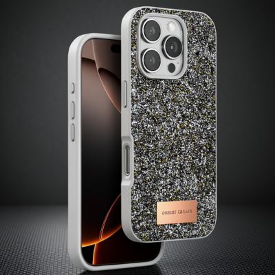 Onegif Apple İphone 16 Pro Max Bright Simli Kapak - Gümüş
