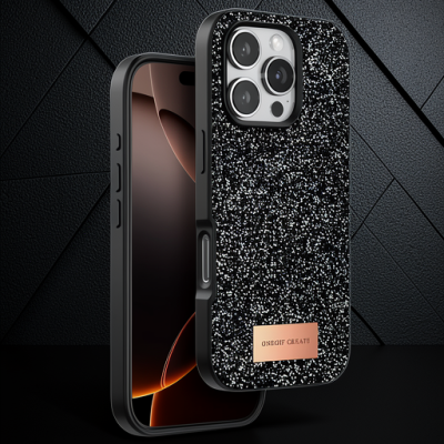 Onegif Apple İphone 16 Pro Max Bright Simli Kapak - Siyah