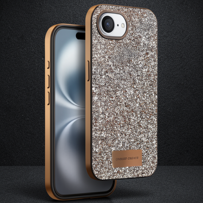 Onegif Apple İphone 16e Bright Simli Kapak - Gold