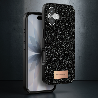 Onegif Apple İphone 17 Bright Simli Kapak - Siyah