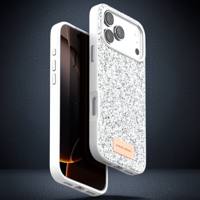 Onegif Apple İphone 17 Pro Max Bright Simli Kapak - Beyaz