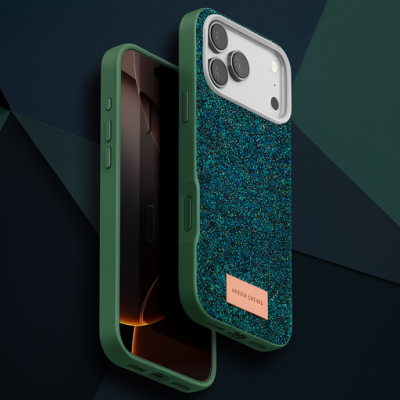 Onegif Apple İphone 17 Pro Max Bright Simli Kapak - Koyu Yeşil