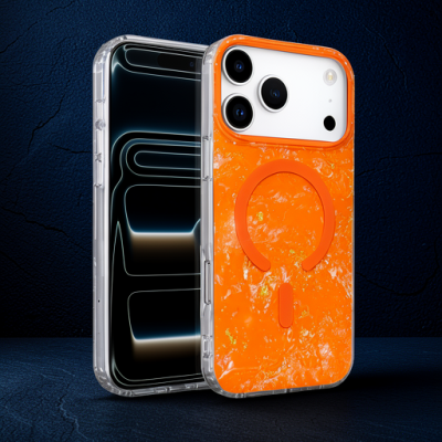 Onegif Apple İphone 17 Pro Mila Dalgalı Magsafe Kapak - Turuncu