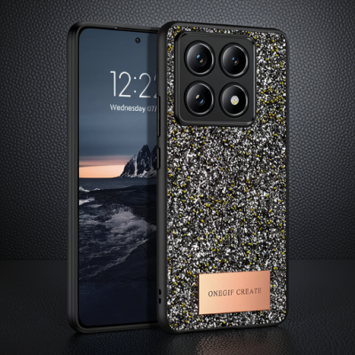 Onegif Xiaomi Mi 14t Pro Bright Simli Kapak - Gümüş