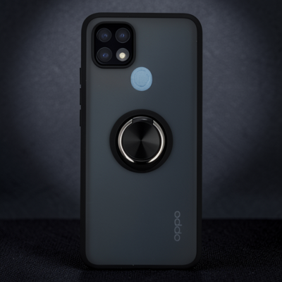 Oppo A15 Kılıf Montreal Yüzüklü Silikon Kapak - Siyah