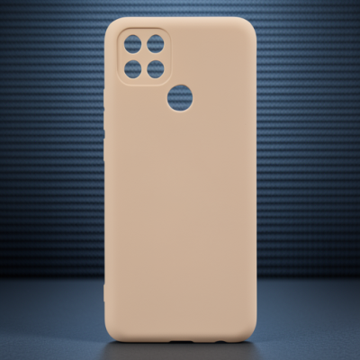 Oppo A15 Kılıf Nano İçi Kadife Silikon - Pudra