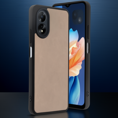 Oppo A38 Kılıf Aras Deri Kapak - Pudra