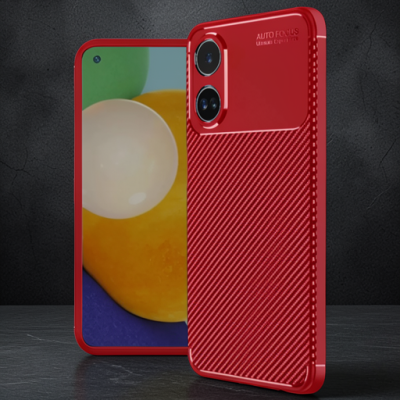 Oppo A38 Kılıf Auto Focus Karbon Kapak - Kırmızı